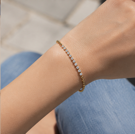 Elegant Gold Plated Crystal Tennis Chain Bracelet