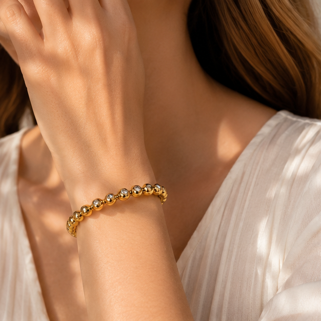Elegant Gold Tennis Bangle Bracelet