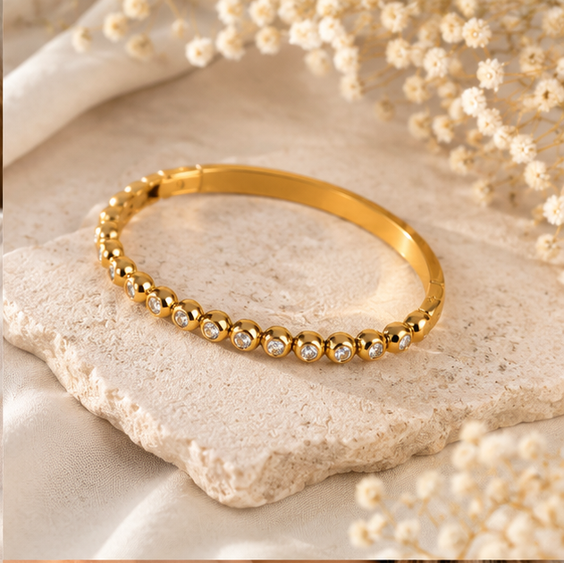 Elegant Gold Tennis Bangle Bracelet