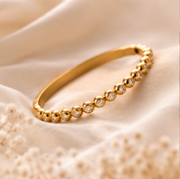Elegant Gold Tennis Bangle Bracelet