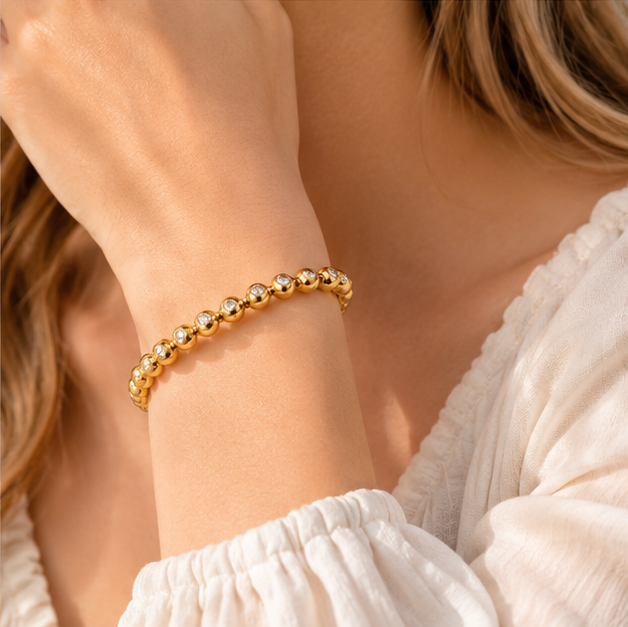 Elegant Gold Tennis Bangle Bracelet