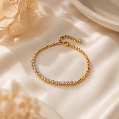 Elegant Gold Plated Crystal Tennis Chain Bracelet
