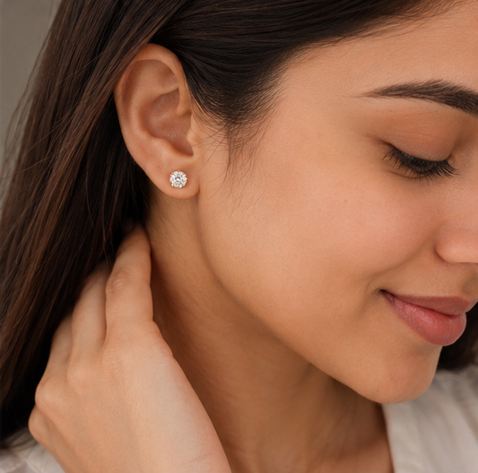 Elegant Gold Plated Solitaire Stud Earrings with Premium Cubic Zirconia
