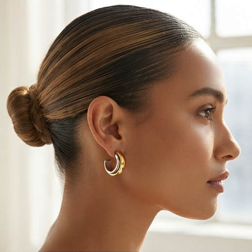 Minimal Gold Chunky Hoop Earrings
