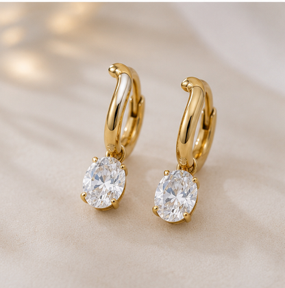 Cubic Zirconia Diamond Dangle Huggie Earrings