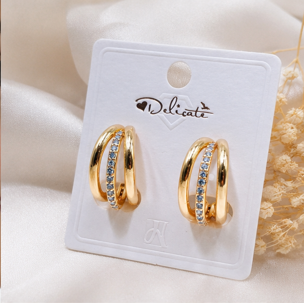 Elegant Dual Band Gold Hoop Earrings