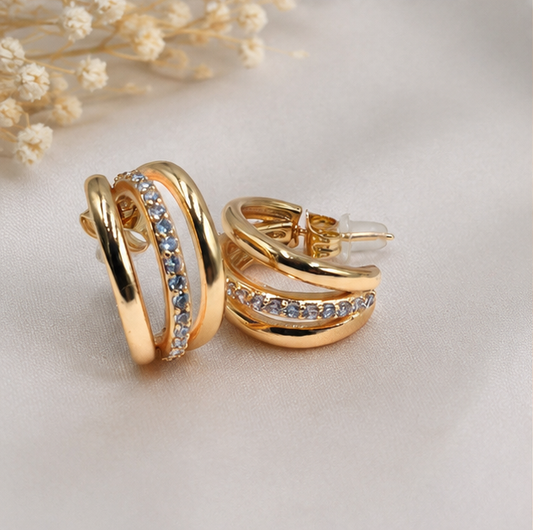 Elegant Dual Band Gold Hoop Earrings