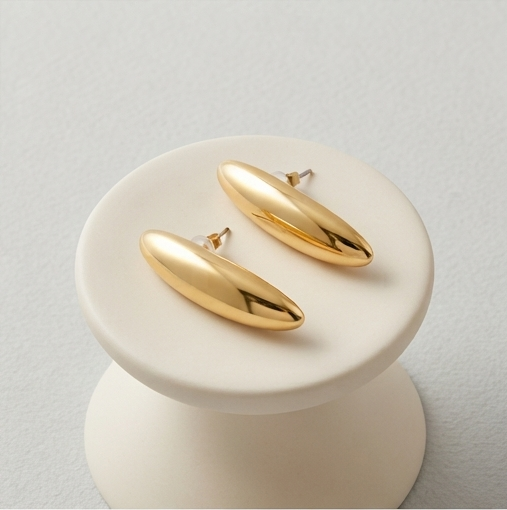 Elegant Gold Plated Oval Drop Earrings