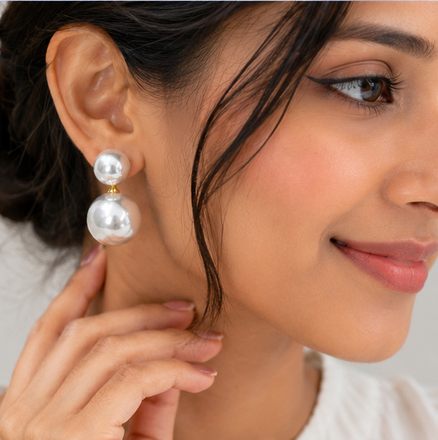 Elegant Double Pearl Drop Earrings