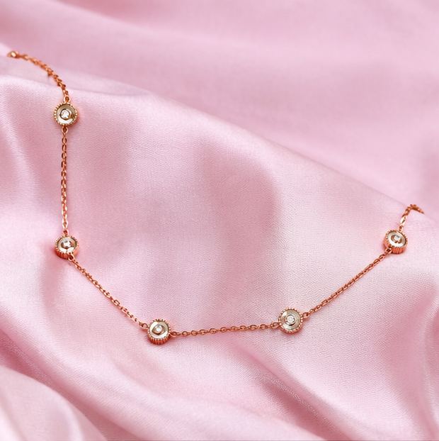Elegant Rose Gold Circle Stone Necklace