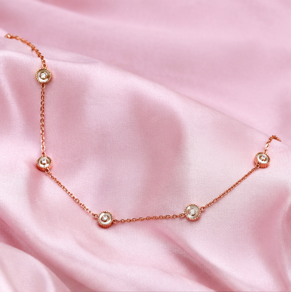 Elegant Rose Gold Circle Stone Necklace