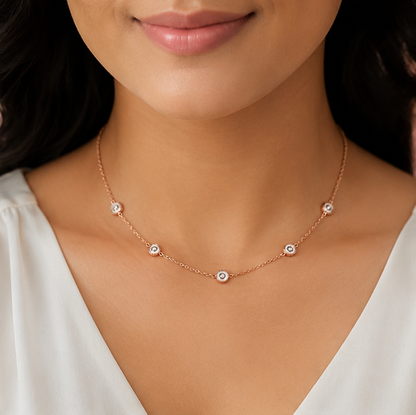 Elegant Rose Gold Circle Stone Necklace