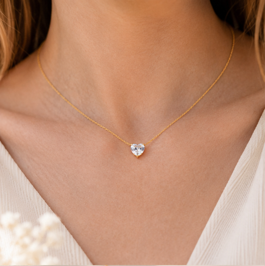 Minimal Heart Crystal Necklace