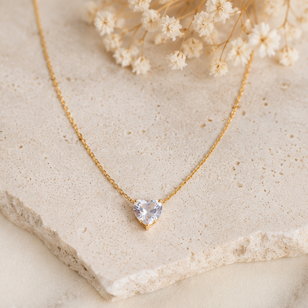 Minimal Heart Crystal Necklace
