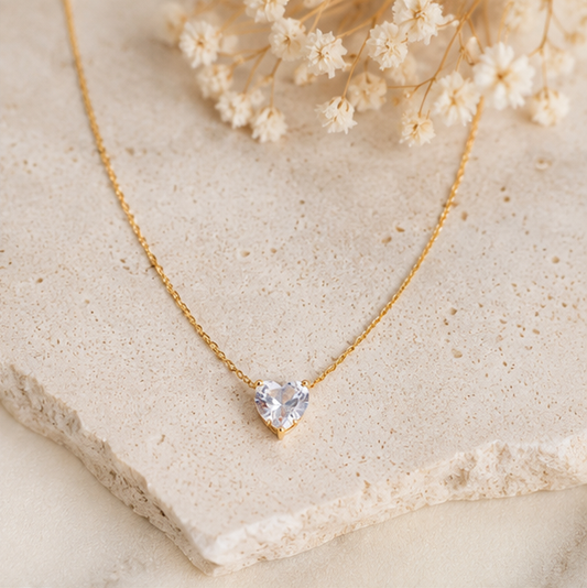 Minimal Heart Crystal Necklace