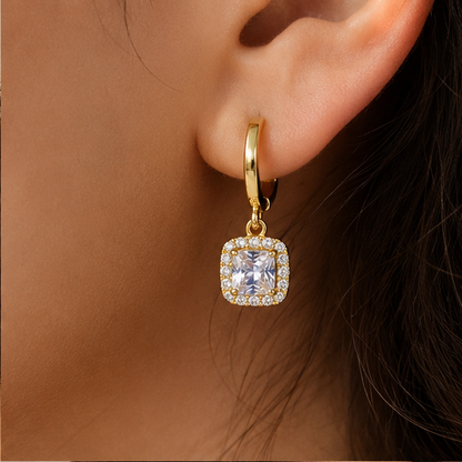 Elegant Square Crystal Drop Earrings