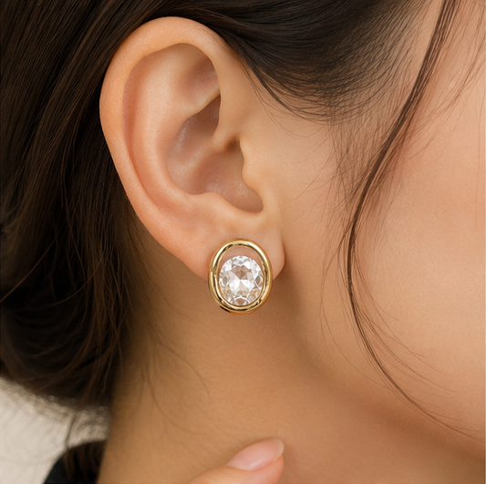Elegant Oval Crystal Stud Earrings