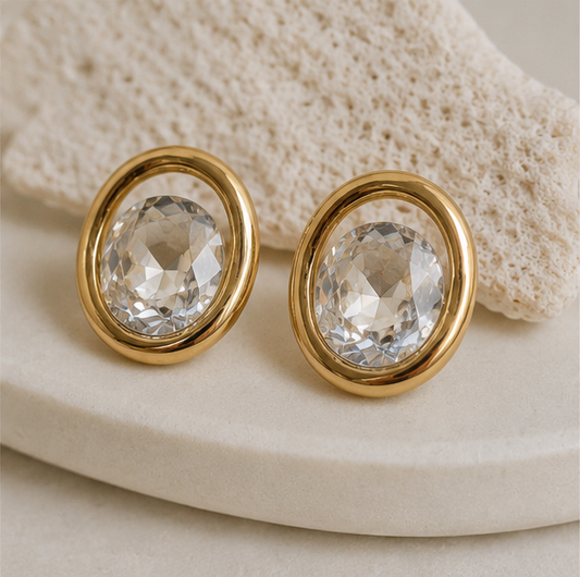 Elegant Oval Crystal Stud Earrings