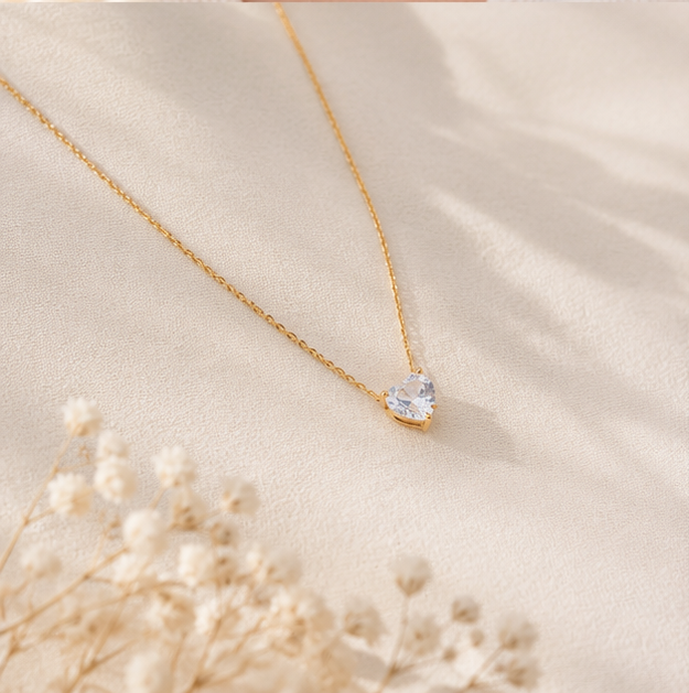 Minimal Heart Crystal Necklace