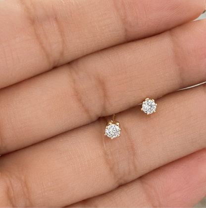 Elegant Gold Plated Solitaire Stud Earrings with Premium Cubic Zirconia
