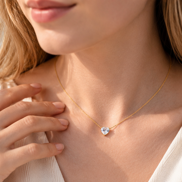 Minimal Heart Crystal Necklace
