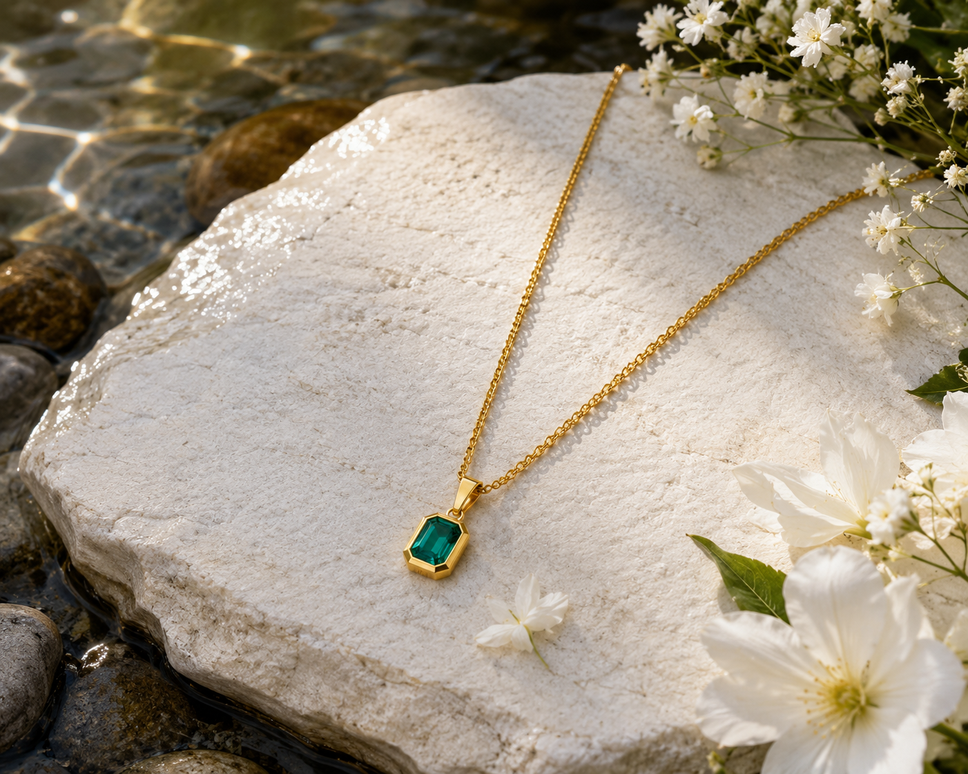Aqua gold necklace